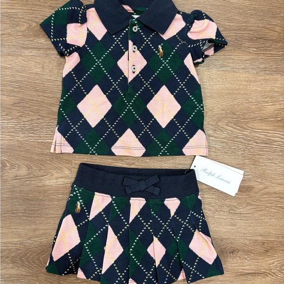 Polo Ralph Lauren Other - Ralph Lauren polo Kids Argyle Polo Shirt and Skirt Set - Pink and Green